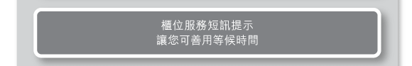 櫃位服務短訊提示讓您可善用等候時間 