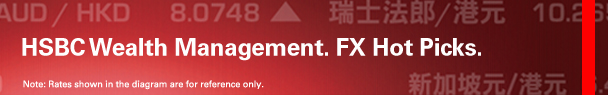 HSBC Wealth Management. Weekly FX Hot Picks.
Note: Rates shown in the diagram are for reference only.
