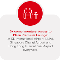 6x complimentary access to Plaza Premium Lounge