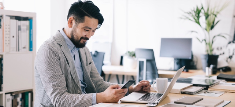 Man looking at mobile phone