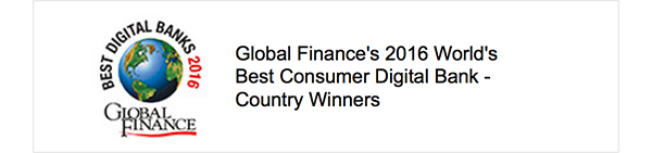 Global Finance's 2016 World's Best Consumer Digital Bank - Country Winners