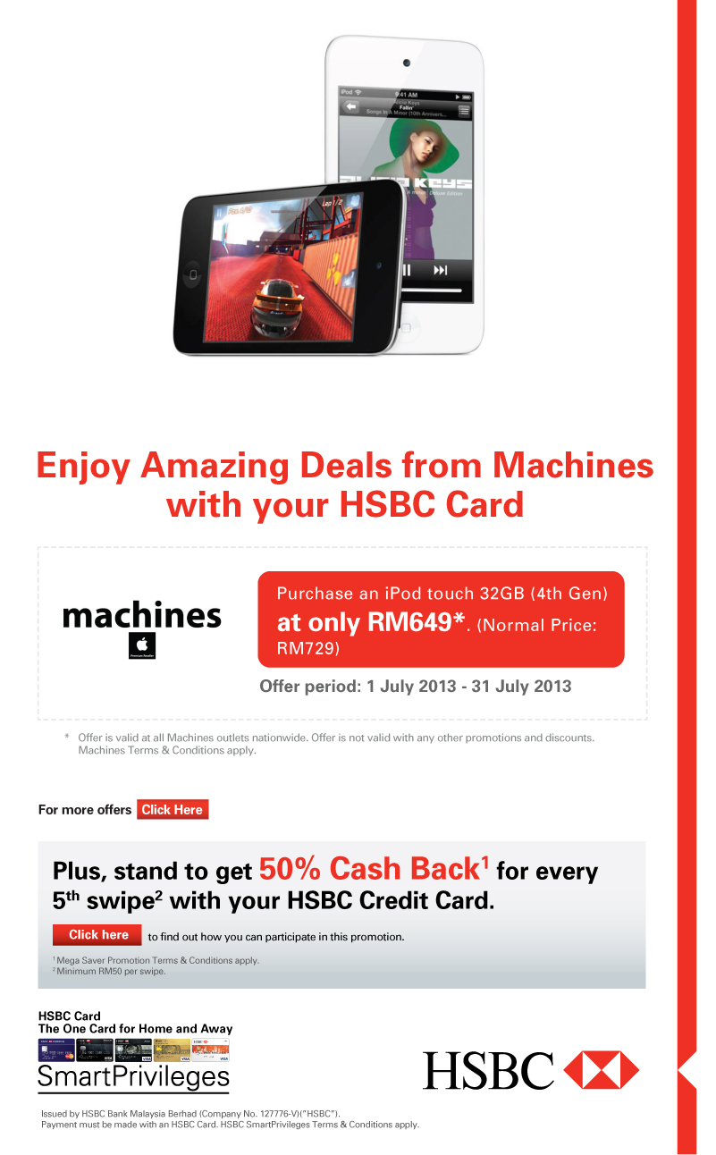 Enjoy Amazing Deals from Machines with your HSBC Card