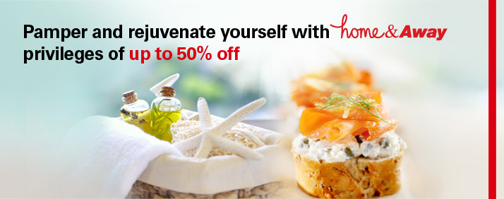 Pamper and rejuvenate yourself with home & Away privileges of up to 50% off