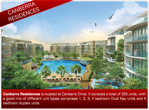Canberra Residences is located at Canberra Drive. It consists a total of 320 units, with a good mix of different unit types comprises 1, 2, 3, 4 bedroom Dual Key units and 4 bedroom duplex units.